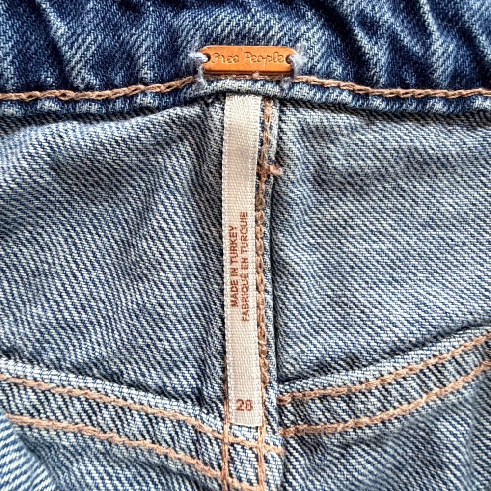 Free People Wynne Asymmetric Denim Wrap Mini Skirt Size 28